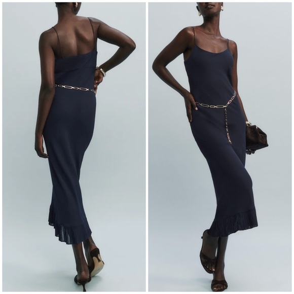 Reformation Navy Suki Midi Dress SZ US 6 - Picture 2 of 9